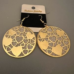 Metal Dangle round with hearts Earrings Bohemian Style Zinc Alloy Trendy